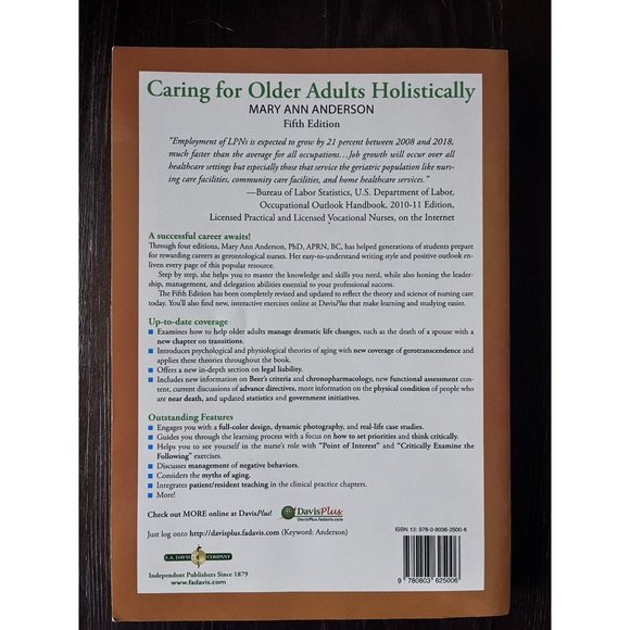 Caring for Older Adults Holistically by F.A. Davis Company and Mary Ann Anderson - Picture 3 of 4